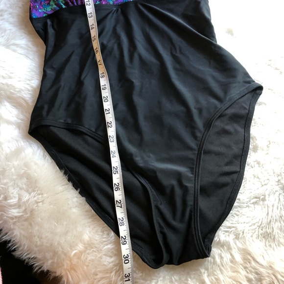 TRUNKETTES Purple Floral and Black Halter Swimsuit - Picture 13 of 13